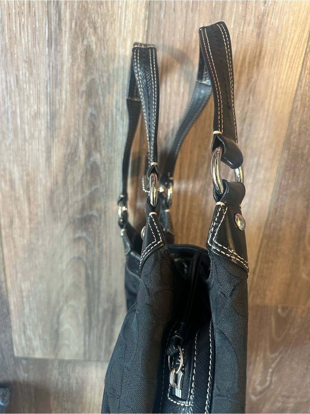 Coach Black SoHo Lynn Signature Hobo Bag with Buckle Accent - Picture 9 of 10
